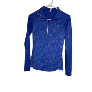 Under Armour Long Sleeve Light Blue Reflective Thumb Hole Zip Top XS